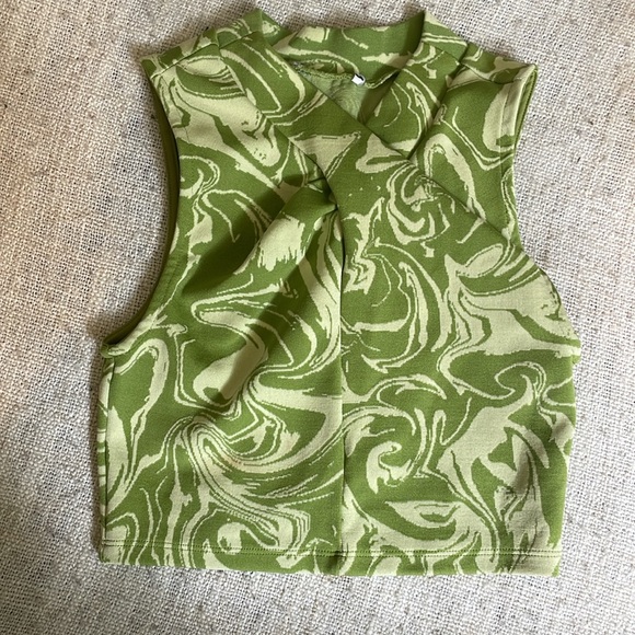 Bright Green Tie-Die Crop Top & Wide-Leg Pants - Picture 3 of 4